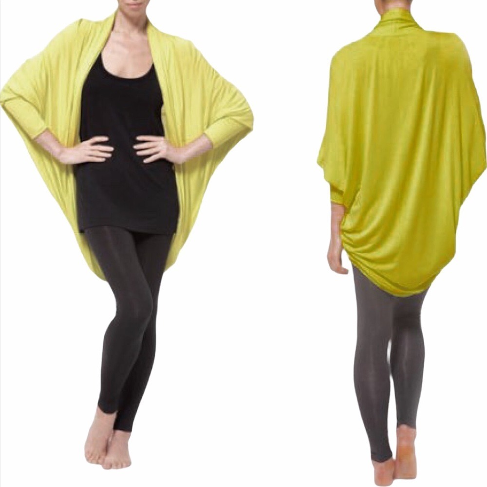 Norma Kamali Neon Green/Yellow Cocoon Cardigan Dolman Sleeve Wrap WM0375 Large